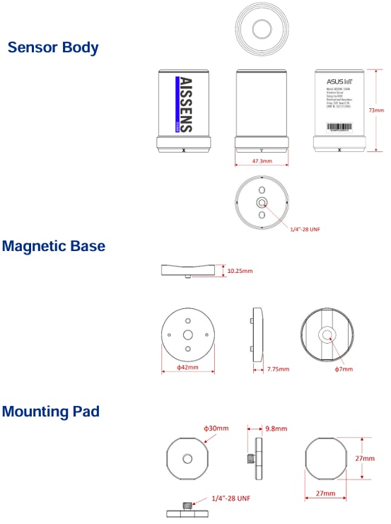 Mechanical Drawing - Asus AISSENS 100AW Vibration Sensor